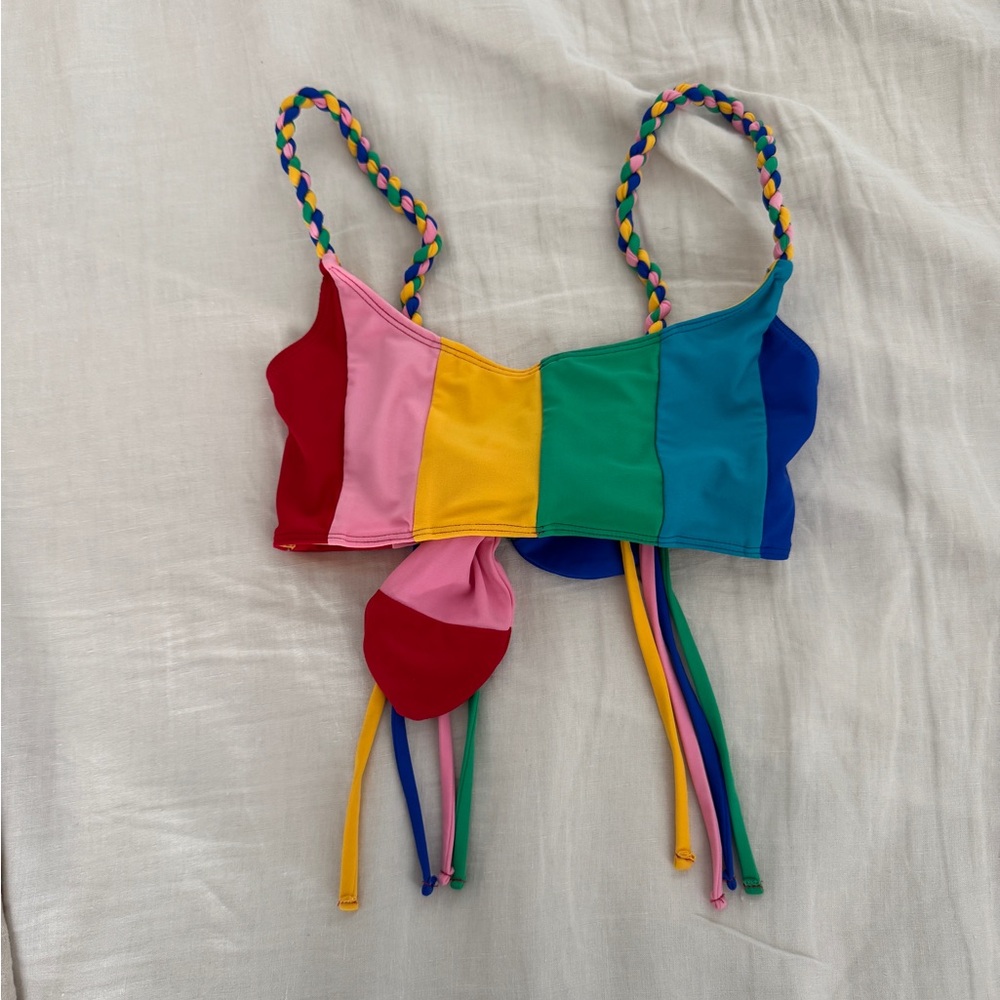 Paper London Sunshine Rainbow Stripe Bikini Top